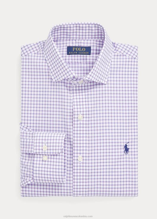 camisa slim fit de popelín a cuadros hombres cactus violeta/blanco Ralph Lauren 2XR2V743