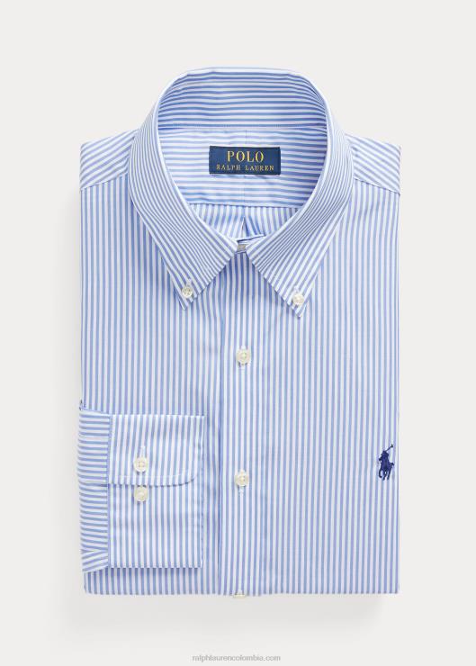 camisa slim fit de popelina a rayas hombres azul claro/blanco Ralph Lauren 2XR2V379