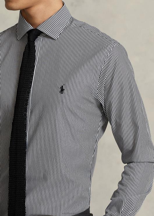 camisa slim fit de popelina a rayas hombres negro/blanco Ralph Lauren 2XR2V1089