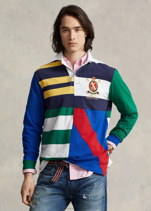 camiseta de rugby de corte clásico con patchwork hombres Newport azul marino multi Ralph Lauren 2XR2V646