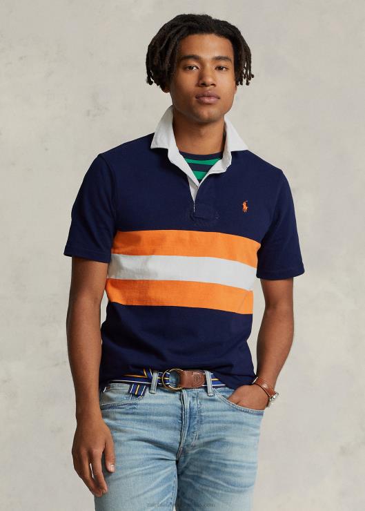 playera de rugby de corte clásico a rayas hombres crucero azul marino multi Ralph Lauren 2XR2V539