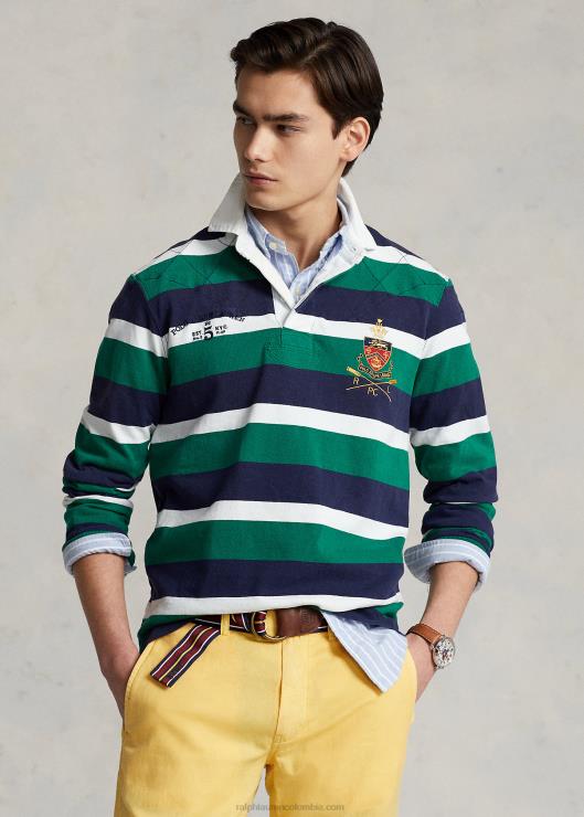 playera de rugby de corte clásico a rayas hombres verde atlético multi Ralph Lauren 2XR2V797