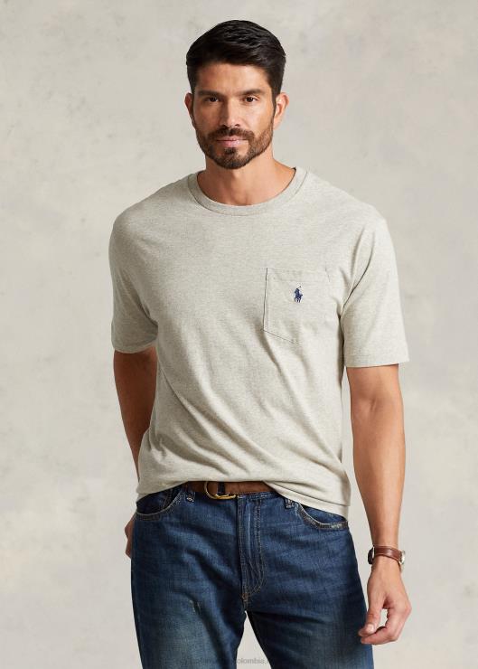 camiseta con bolsillo de jersey hombres nuevo gris brezo Ralph Lauren 2XR2V1850