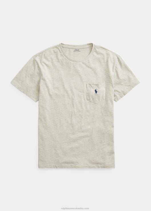 camiseta con bolsillo de jersey hombres nuevo gris brezo Ralph Lauren 2XR2V1850