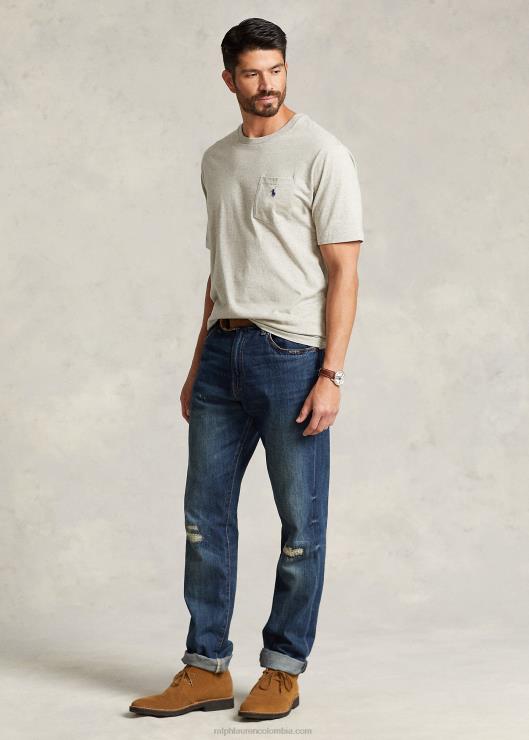 camiseta con bolsillo de jersey hombres nuevo gris brezo Ralph Lauren 2XR2V1850