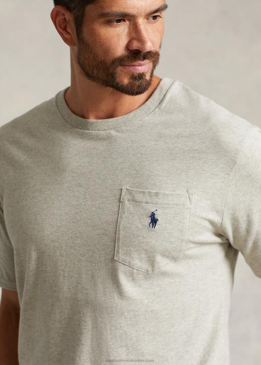 camiseta con bolsillo de jersey hombres nuevo gris brezo Ralph Lauren 2XR2V1850