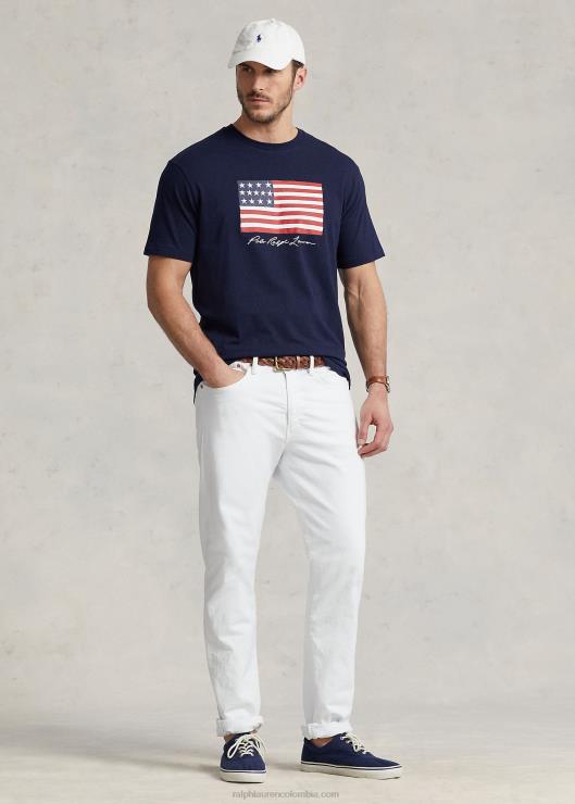 camiseta con motivo de bandera hombres marina de crucero Ralph Lauren 2XR2V1465