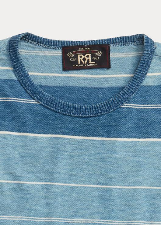 camiseta de punto a rayas hombres índigo/crema Ralph Lauren 2XR2V1689