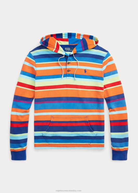 playera con capucha de malla de algodón a rayas hombres Vela naranja multi Ralph Lauren 2XR2V880