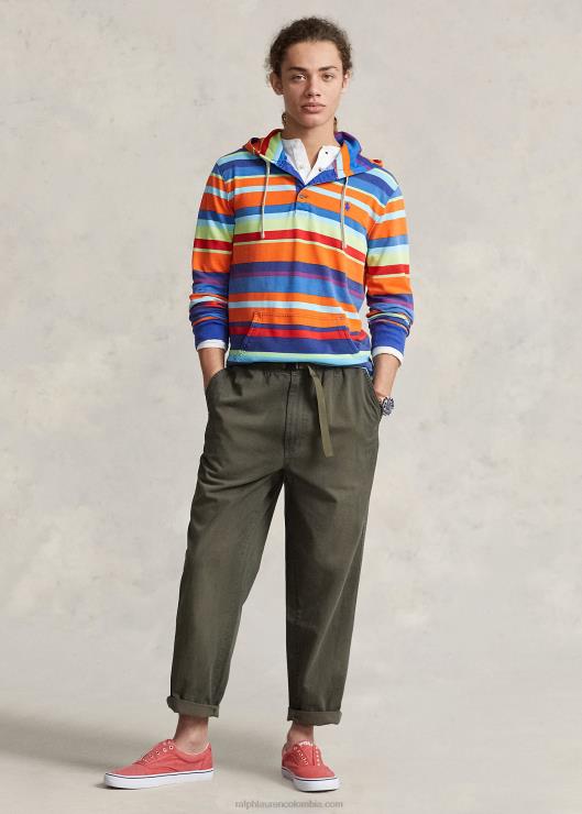playera con capucha de malla de algodón a rayas hombres Vela naranja multi Ralph Lauren 2XR2V880