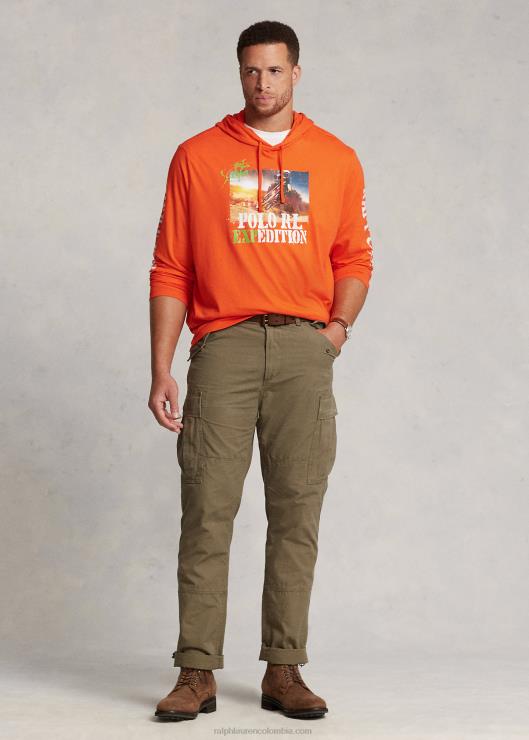 playera con capucha y gráfico de jersey hombres naranja activa Ralph Lauren 2XR2V1382