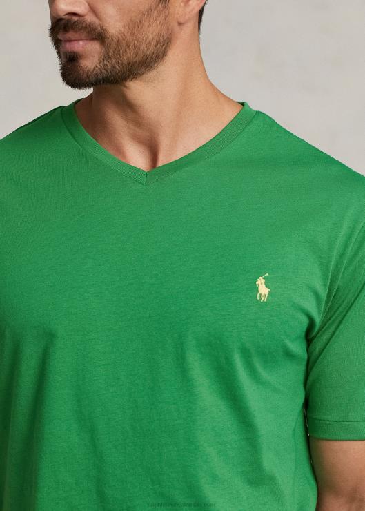 playera con cuello en V hombres verde optico Ralph Lauren 2XR2V1848