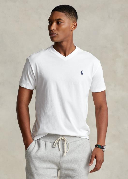 playera de corte clásico con cuello en V hombres blanco Ralph Lauren 2XR2V204