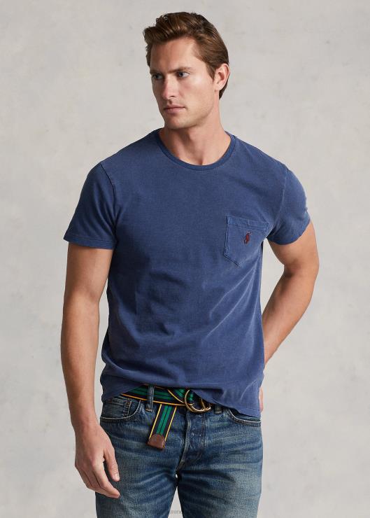 playera slim fit personalizada con bolsillo de jersey hombres azul marino claro Ralph Lauren 2XR2V313
