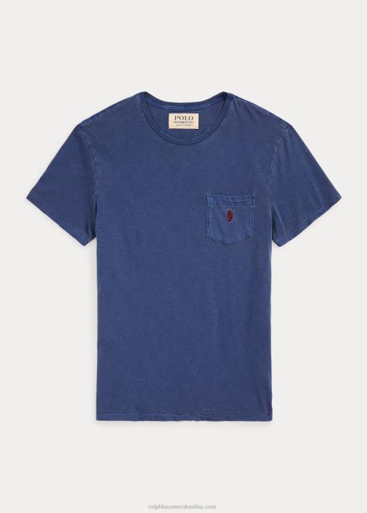 playera slim fit personalizada con bolsillo de jersey hombres azul marino claro Ralph Lauren 2XR2V313