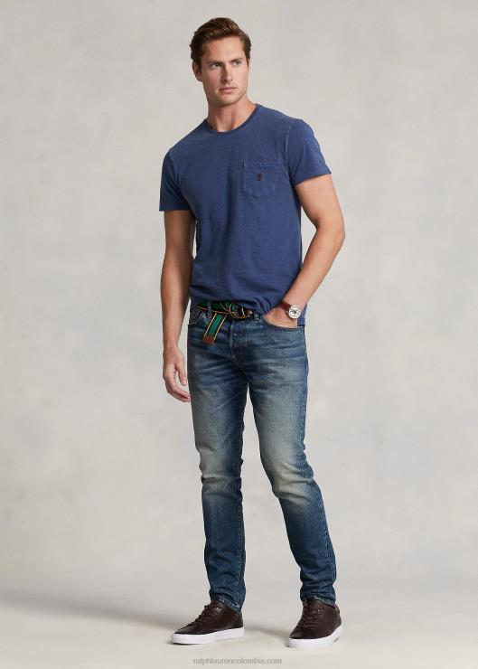 playera slim fit personalizada con bolsillo de jersey hombres azul marino claro Ralph Lauren 2XR2V313