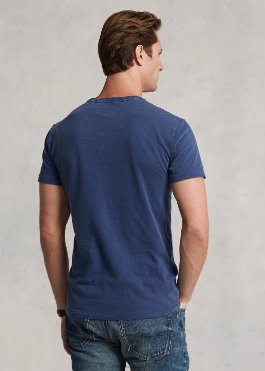 playera slim fit personalizada con bolsillo de jersey hombres azul marino claro Ralph Lauren 2XR2V313