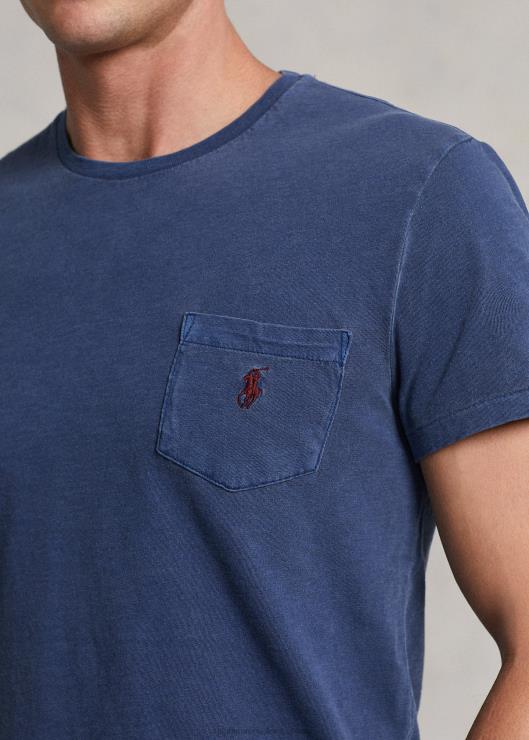 playera slim fit personalizada con bolsillo de jersey hombres azul marino claro Ralph Lauren 2XR2V313