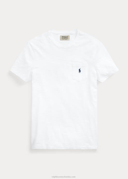 playera slim fit personalizada con bolsillo de jersey hombres blanco Ralph Lauren 2XR2V314