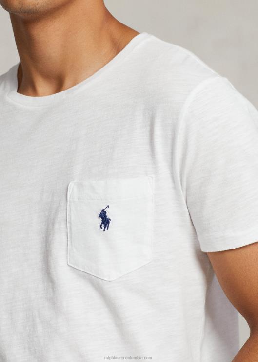 playera slim fit personalizada con bolsillo de jersey hombres blanco Ralph Lauren 2XR2V314