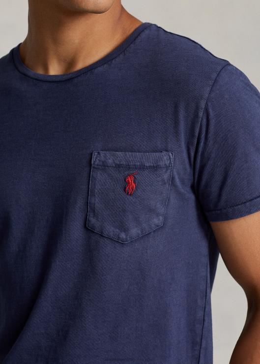 playera slim fit personalizada con bolsillo de jersey hombres marina de crucero Ralph Lauren 2XR2V311