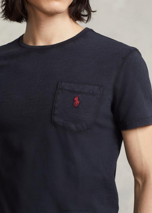 playera slim fit personalizada con bolsillo de jersey hombres negro Ralph Lauren 2XR2V316