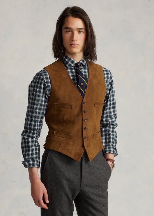 chaleco de ante hombres nuevo rojizo pálido Ralph Lauren 2XR2V1262