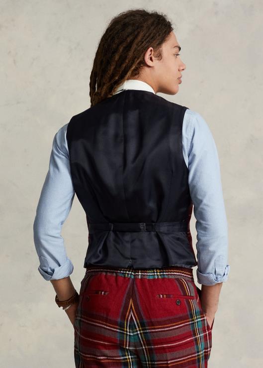 chaleco de lino a cuadros hombres rojo/verde multicolor Ralph Lauren 2XR2V1241