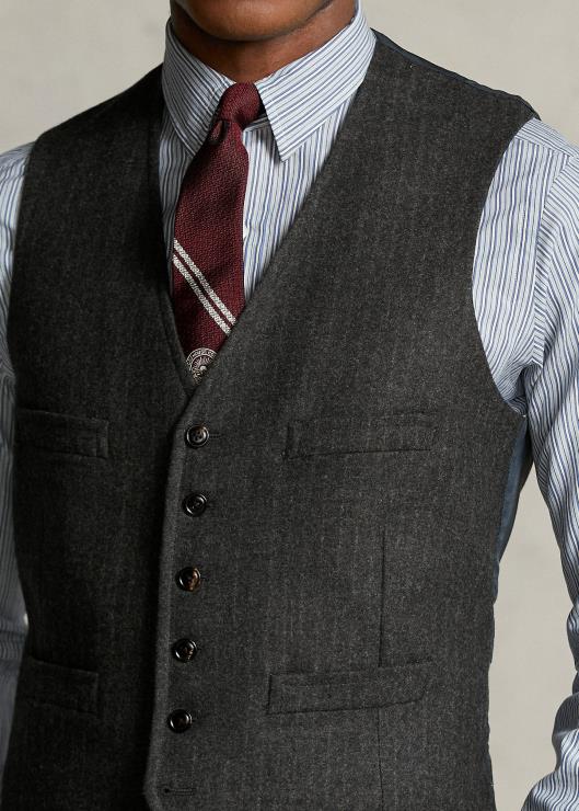 chaleco de rayas de la colección morehouse hombres gris oscuro Ralph Lauren 2XR2V1296