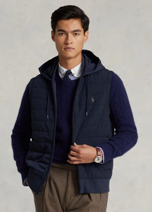 chaleco híbrido con capucha hombres aviador de la marina Ralph Lauren 2XR2V1165