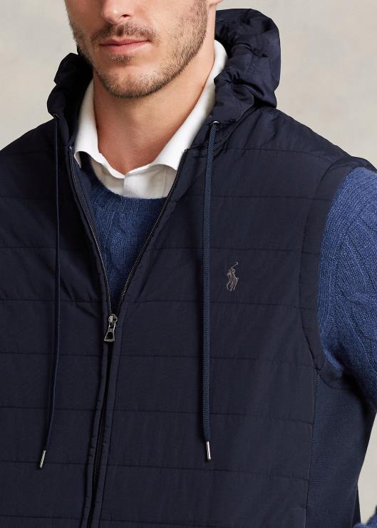 chaleco híbrido con capucha hombres aviador de la marina Ralph Lauren 2XR2V1370