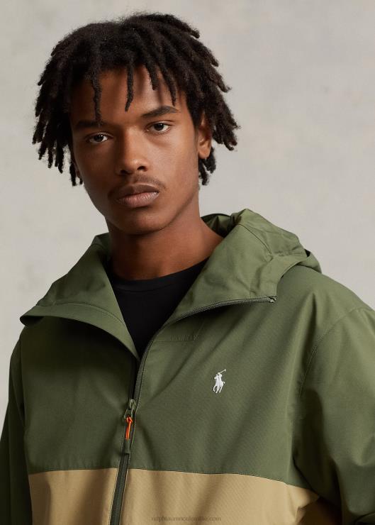 chaqueta con capucha resistente al agua hombres salvia oscura multi Ralph Lauren 2XR2V1174