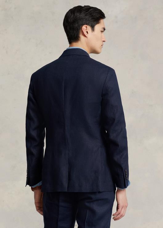 chaqueta de traje de polo de lino suave hombres azul marino oscuro Ralph Lauren 2XR2V1083