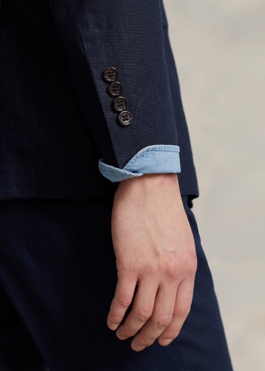 chaqueta de traje de polo de lino suave hombres azul marino oscuro Ralph Lauren 2XR2V1083