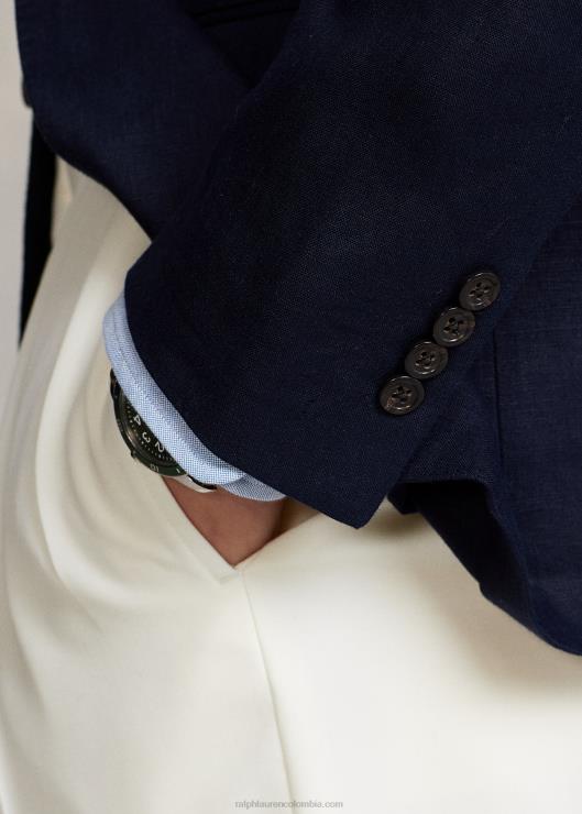 chaqueta de traje de polo de lino suave hombres azul marino oscuro Ralph Lauren 2XR2V747