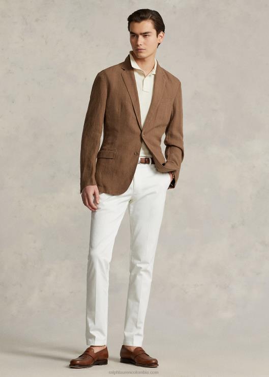 chaqueta de traje de polo de lino suave hombres equipaje marrón Ralph Lauren 2XR2V8459