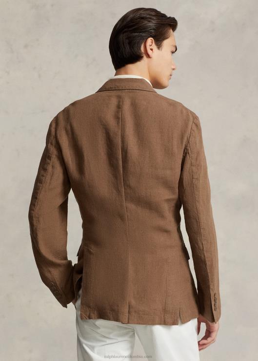 chaqueta de traje de polo de lino suave hombres equipaje marrón Ralph Lauren 2XR2V8459