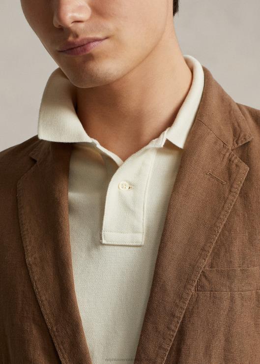 chaqueta de traje de polo de lino suave hombres equipaje marrón Ralph Lauren 2XR2V8459