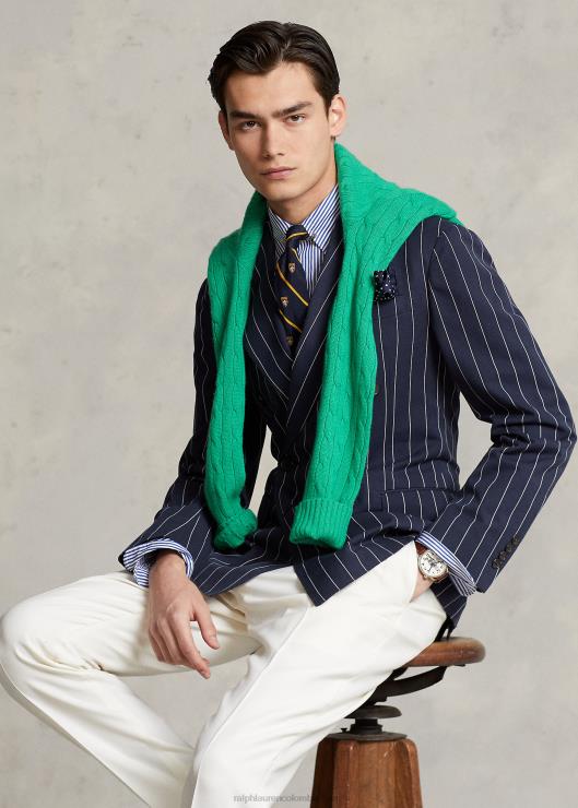 chaqueta polo de sarga suave a rayas hombres azul marino/crema Ralph Lauren 2XR2V1217