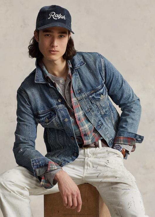 chaqueta vaquera estilo camionero con salpicaduras de pintura hombres Rodwell Ralph Lauren 2XR2V105