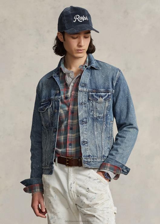 chaqueta vaquera estilo camionero con salpicaduras de pintura hombres Rodwell Ralph Lauren 2XR2V105