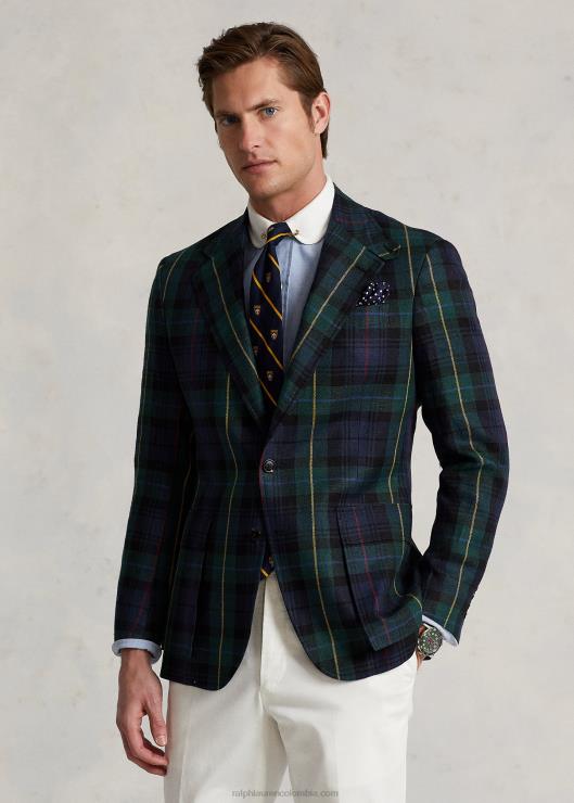 la chaqueta de lino a cuadros rl67 hombres reloj negro con decoración rby Ralph Lauren 2XR2V1286