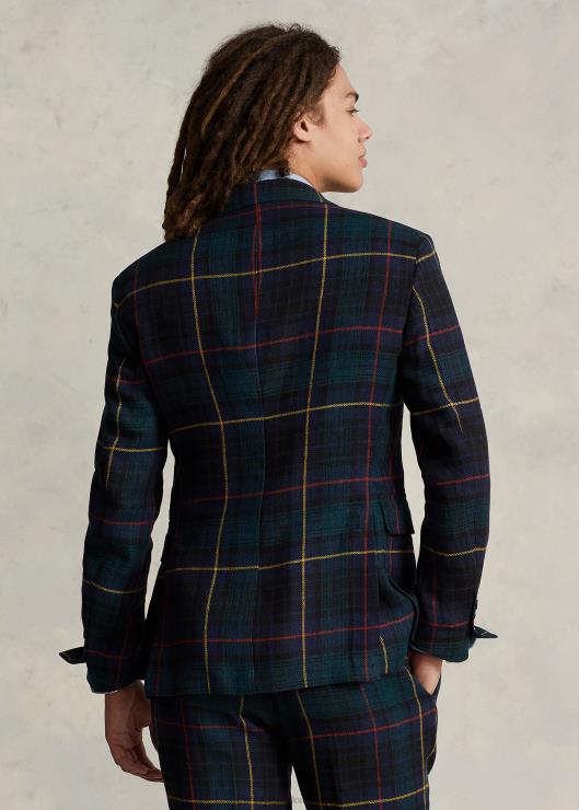 la chaqueta de lino a cuadros rl67 hombres reloj negro rojo/amarillo Ralph Lauren 2XR2V1177