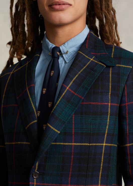 la chaqueta de lino a cuadros rl67 hombres reloj negro rojo/amarillo Ralph Lauren 2XR2V1177