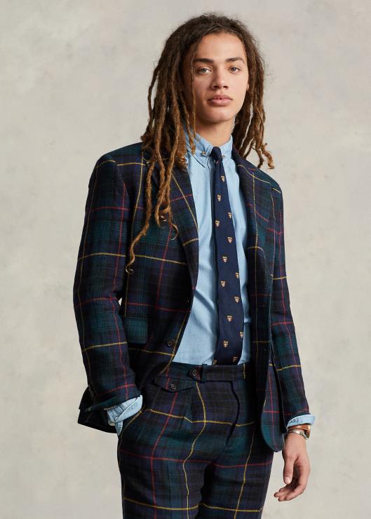 la chaqueta de lino a cuadros rl67 hombres reloj negro rojo/amarillo Ralph Lauren 2XR2V1177