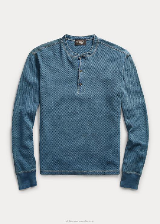 Henley tejido en jacquard índigo hombres azul lavado Ralph Lauren 2XR2V1766