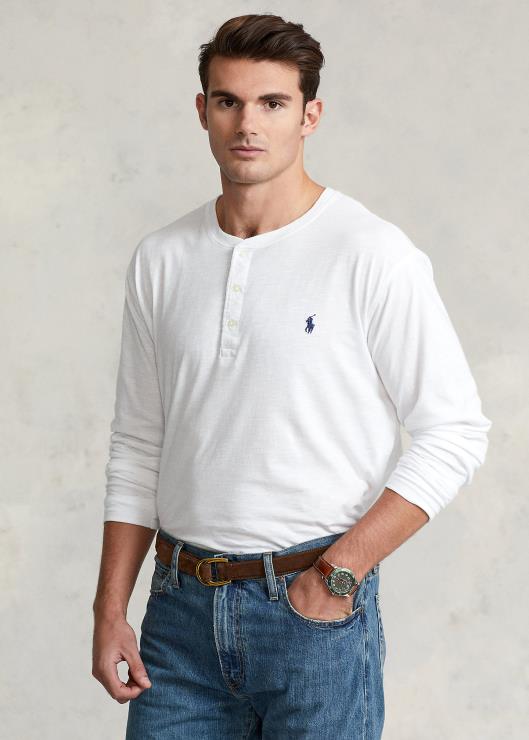 camiseta con cuello henley de punto flameado hombres blanco Ralph Lauren 2XR2V1333