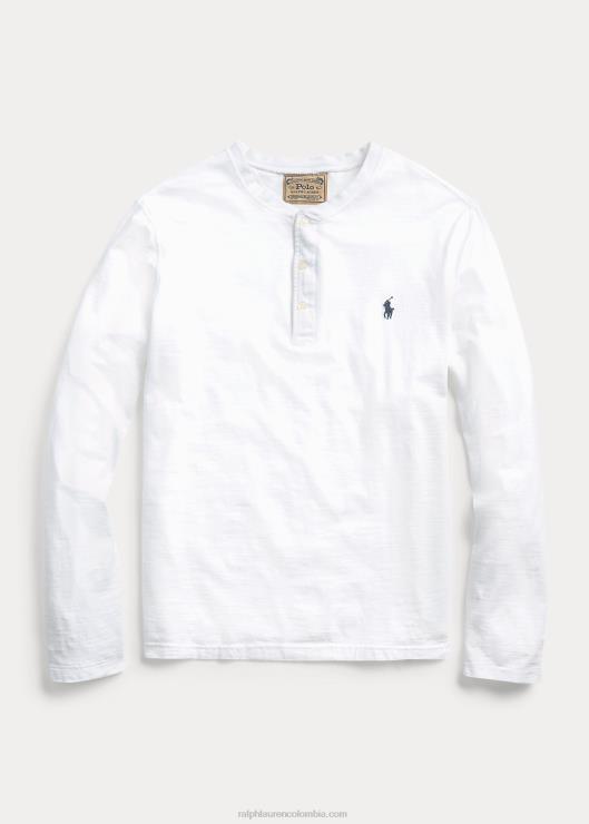 camiseta con cuello henley de punto flameado hombres blanco Ralph Lauren 2XR2V1333