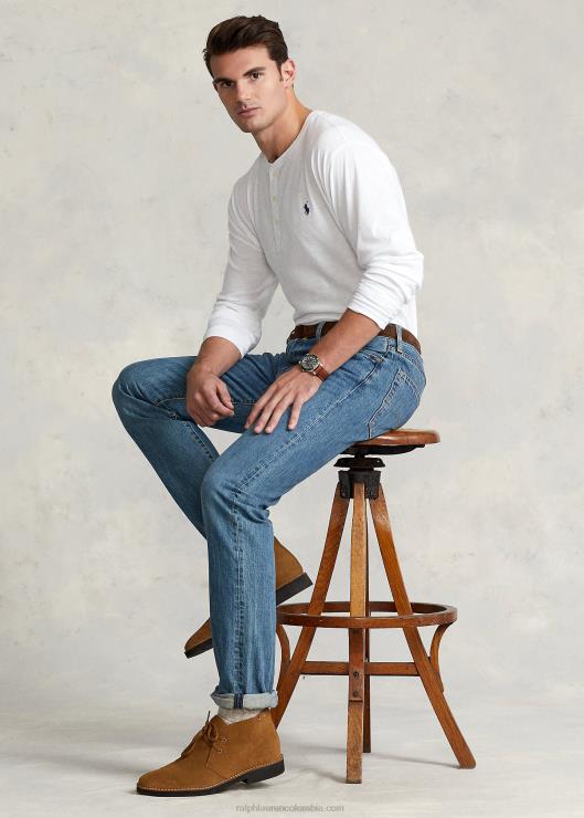 camiseta con cuello henley de punto flameado hombres blanco Ralph Lauren 2XR2V1333