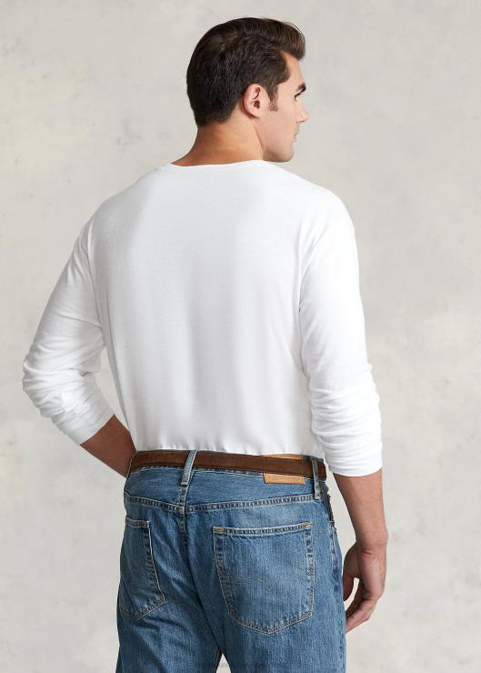 camiseta con cuello henley de punto flameado hombres blanco Ralph Lauren 2XR2V1333